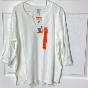 Orvis White 3/4 Sleeve Top Pima Cotton XXL NWT